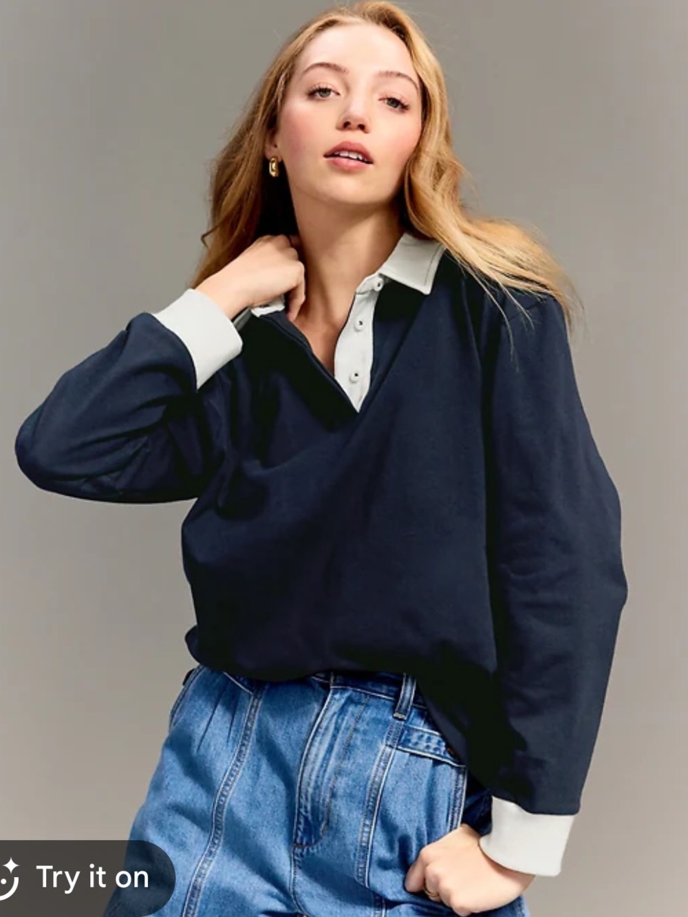 Old Navy Collared Rugby Sweater- Navy with White Trim